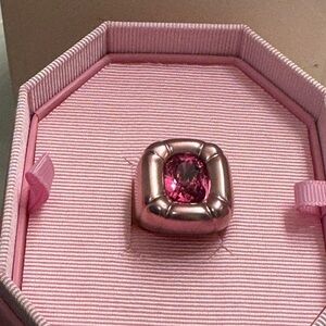 Swarovski Pink Crystal Cushion Ring in Rose-Tone Setting